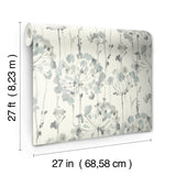 Flourish Blue & Grey Wallpaper with Watercolor Floral Motif - York CI2426