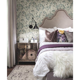 Flourish Blue & Grey Wallpaper with Watercolor Floral Motif - York CI2426