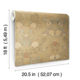 Melograno Wheat Peel & Stick Wallpaper with Botanical Damask - NuWallpaper CJS6318