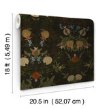 Melograno Cinder Peel & Stick Wallpaper with Botanical Damask Pattern, Transitional Style - NuWallpaper CJS6319