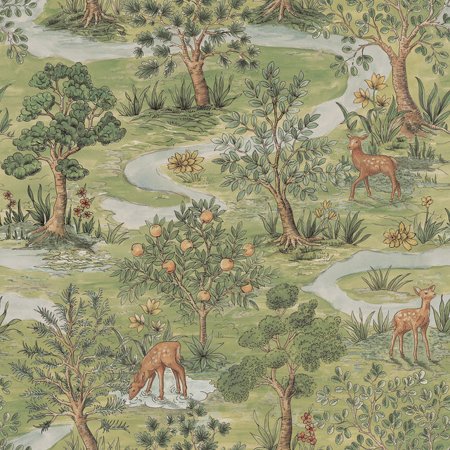Bramble Forest Green Toile Peel & Stick Wallpaper - NuWallpaper CJS6320