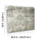 Bramble Wintergreen Peel & Stick Wallpaper with Traditional Toile Woodland Motif - NuWallpaper CJS6321
