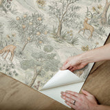 Bramble Wintergreen Peel & Stick Wallpaper with Traditional Toile Woodland Motif - NuWallpaper CJS6321