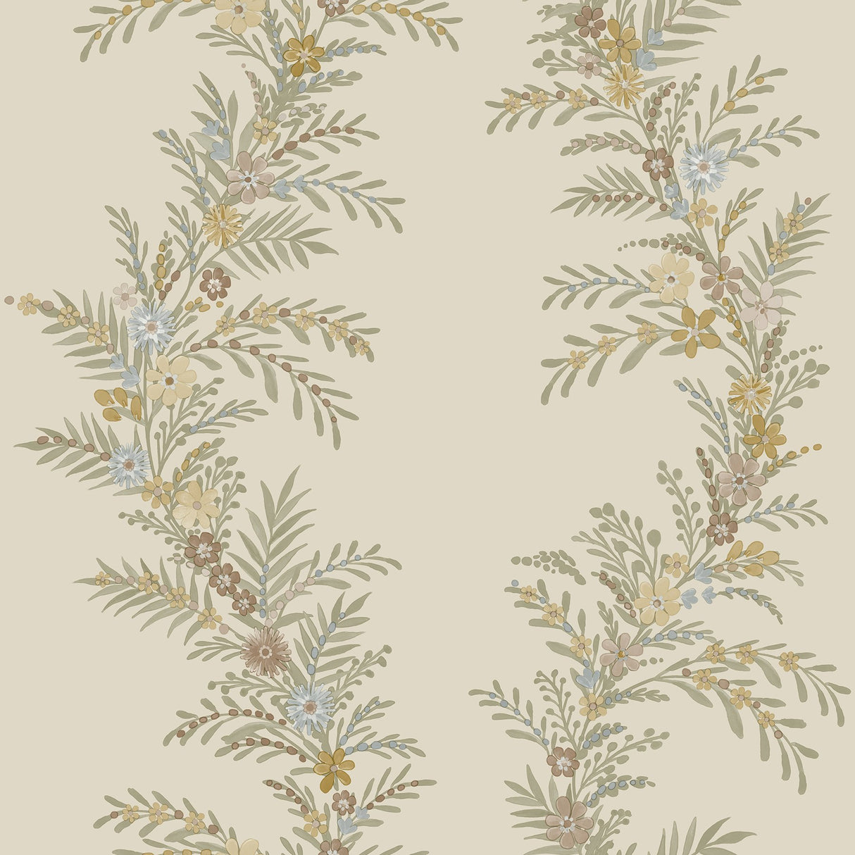 Posy Vanilla Peel & Stick Wallpaper with Botanical Vine Pattern - Brewster CJS6323