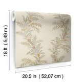 Posy Vanilla Peel & Stick Wallpaper with Botanical Vine Pattern - Brewster CJS6323