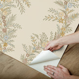 Posy Vanilla Peel & Stick Wallpaper with Botanical Vine Pattern - Brewster CJS6323