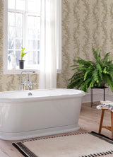 Posy Vanilla Peel & Stick Wallpaper with Botanical Vine Pattern - Brewster CJS6323