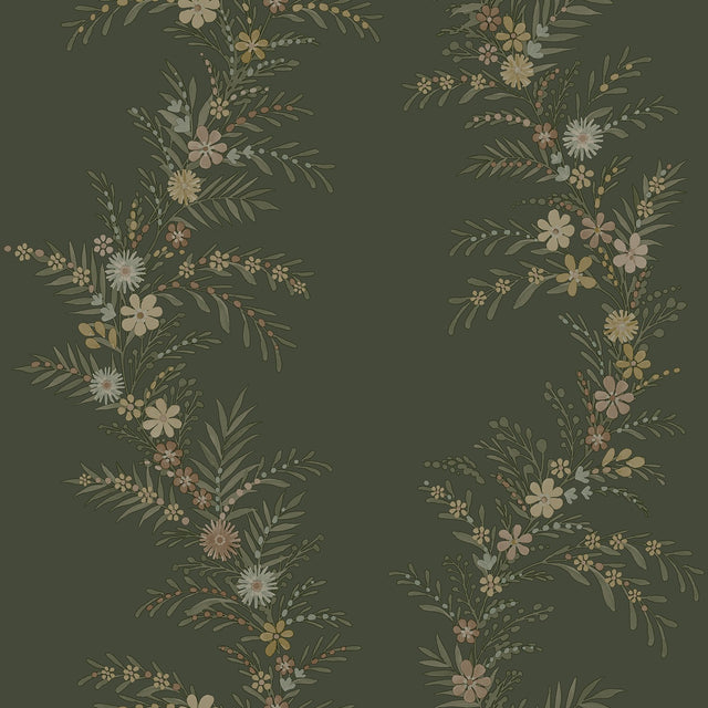 Posy Spruce Peel & Stick Wallpaper with Botanical Vine Motif - NuWallpaper CJS6325