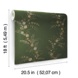 Posy Spruce Peel & Stick Wallpaper with Botanical Vine Motif - NuWallpaper CJS6325