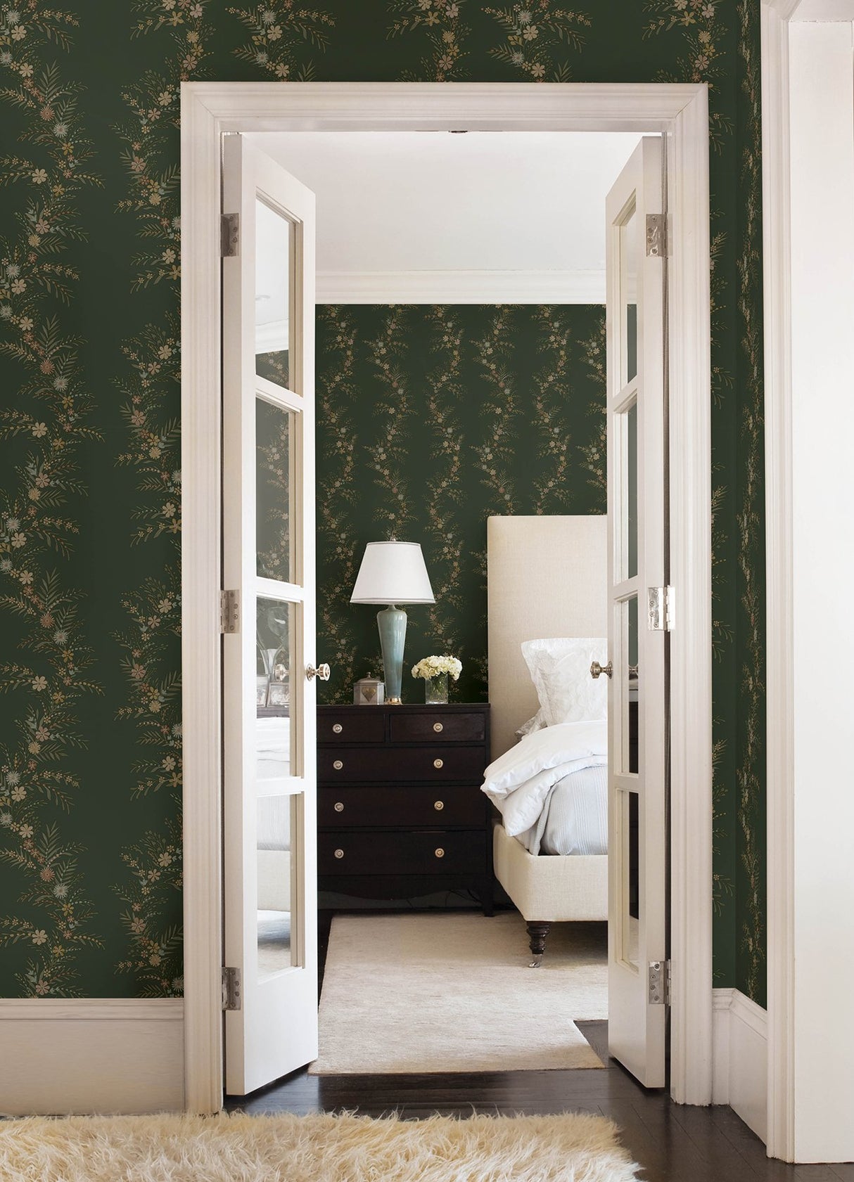 Posy Spruce Peel & Stick Wallpaper with Botanical Vine Motif - NuWallpaper CJS6325