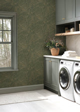 Jade Jasper Green Metallic Stone Peel & Stick Wallpaper - NuWallpaper CJS6326