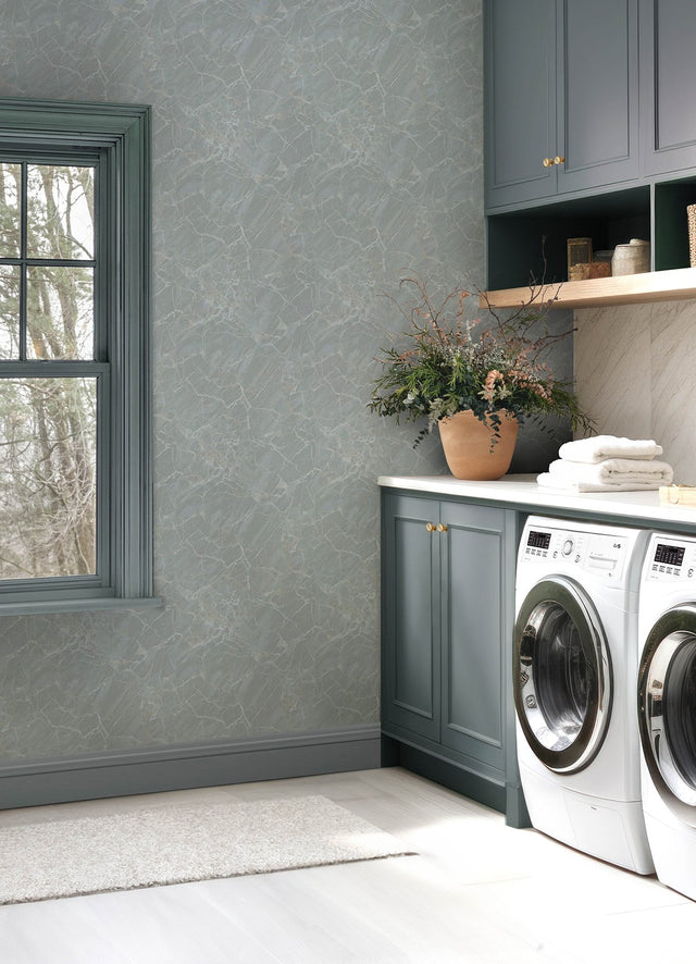 Jade Moonstone Grey Metallic Stone Peel & Stick Wallpaper - NuWallpaper CJS6327