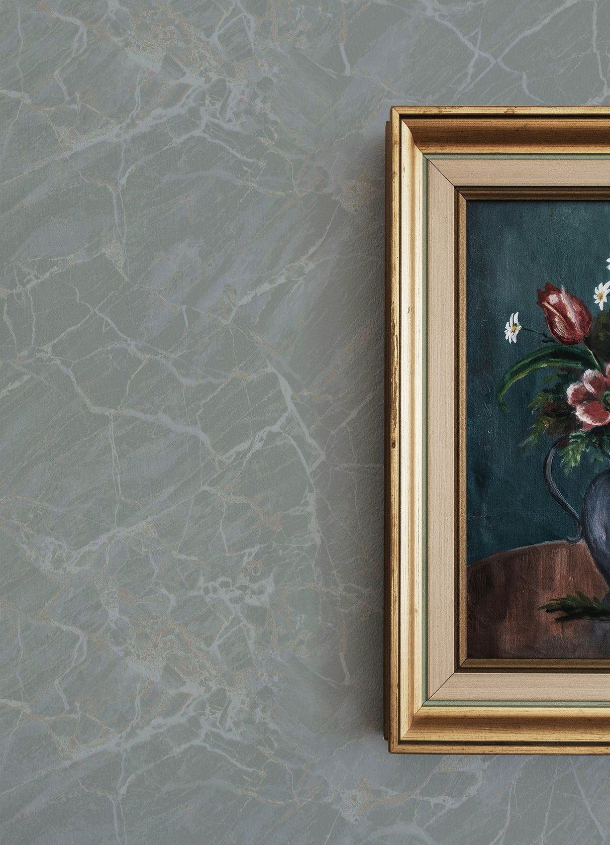 Jade Moonstone Grey Metallic Stone Peel & Stick Wallpaper - NuWallpaper CJS6327