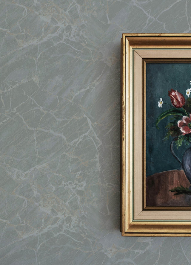 Jade Moonstone Grey Metallic Stone Peel & Stick Wallpaper - NuWallpaper CJS6327