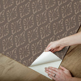 Nova Carob Brown Peel & Stick Wallpaper with Botanical Ogee Motif, Transitional Style - NuWallpaper CJS6328