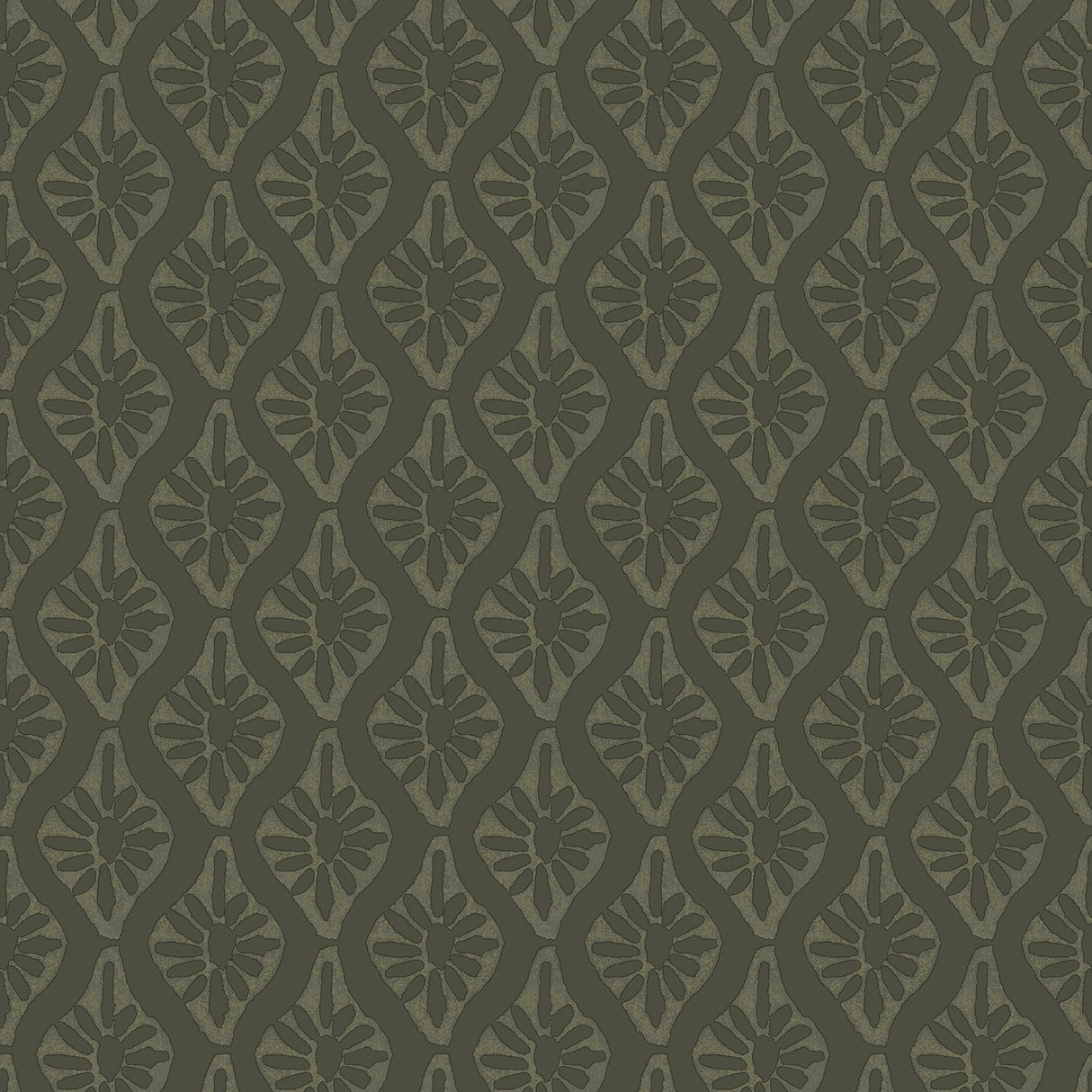Nova Evergreen Peel & Stick Wallpaper with Botanical Ogee Pattern, Transitional Style - Brewster CJS6329