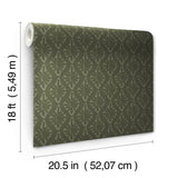 Nova Evergreen Peel & Stick Wallpaper with Botanical Ogee Pattern, Transitional Style - Brewster CJS6329
