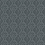 Nova Blue Smoke Peel & Stick Wallpaper with Botanical Ogee in Transitional Style - NuWallpaper CJS6330