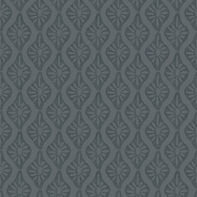 Nova Blue Smoke Peel & Stick Wallpaper with Botanical Ogee in Transitional Style - NuWallpaper CJS6330
