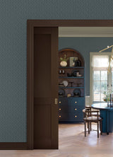 Nova Blue Smoke Peel & Stick Wallpaper with Botanical Ogee in Transitional Style - NuWallpaper CJS6330