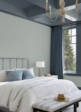 Nova Mist Blue Peel & Stick Wallpaper with Botanical Ogee Pattern, Transitional Style - NuWallpaper CJS6331