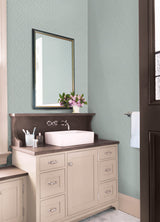 Nova Mist Blue Peel & Stick Wallpaper with Botanical Ogee Pattern, Transitional Style - NuWallpaper CJS6331