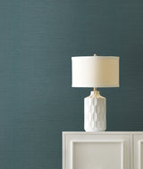 Maguey Sisal Dark Teal Grasscloth Wallpaper with Traditional Style - York CL1029NW