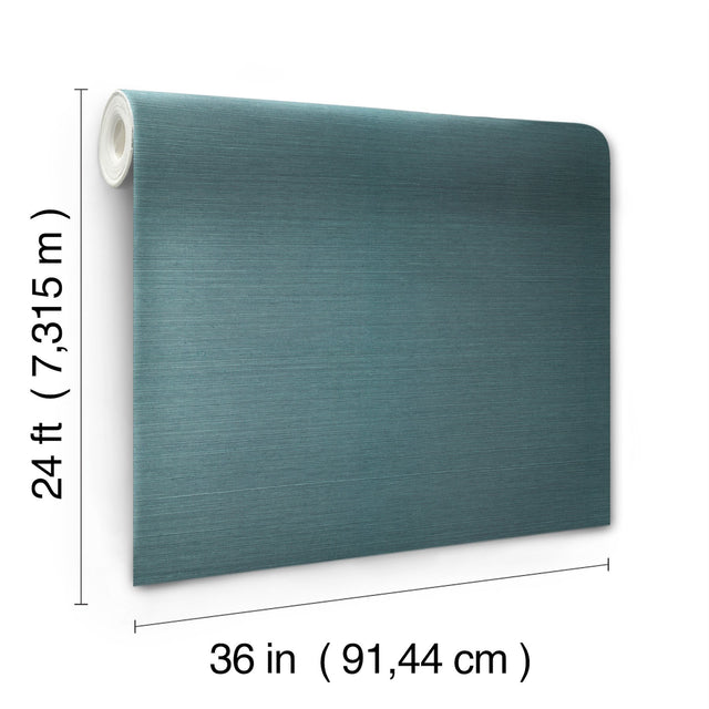 Sisal Twill Grasscloth Teal Wallpaper with Makasa Sisal Pattern - York CL1029