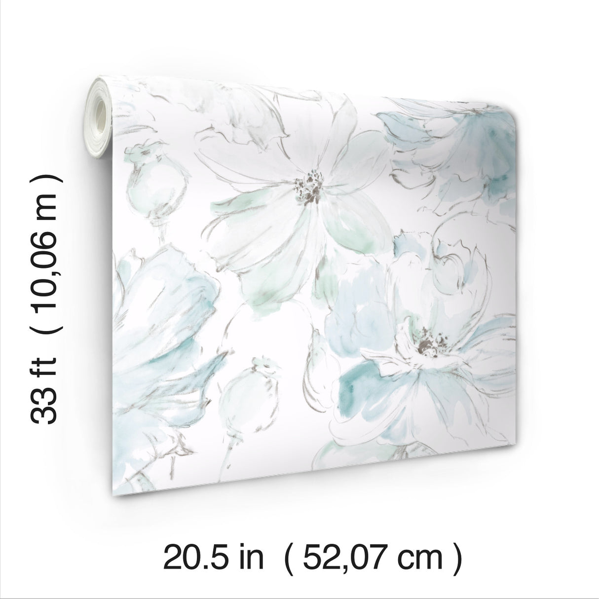 Floral Dreams Blue & Green by York Wallcoverings Botanical Wallpaper – York Wallcoverings CL2517