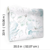 Floral Dreams Blue & Green by York Wallcoverings Botanical Wallpaper – York Wallcoverings CL2517