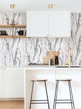 Liquid Marble Black Wallpaper with Modern Marble Pattern - York CL2572