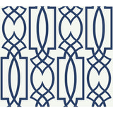 Large Lattice Blue Wallpaper with Geometric Trellis Pattern - York CM2383