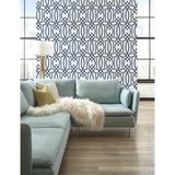 Large Lattice Blue Wallpaper with Geometric Trellis Pattern - York CM2383