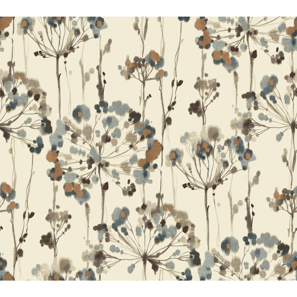 Flourish Teal Floral Wallpaper with Painterly Botanical Motif - York CN2100