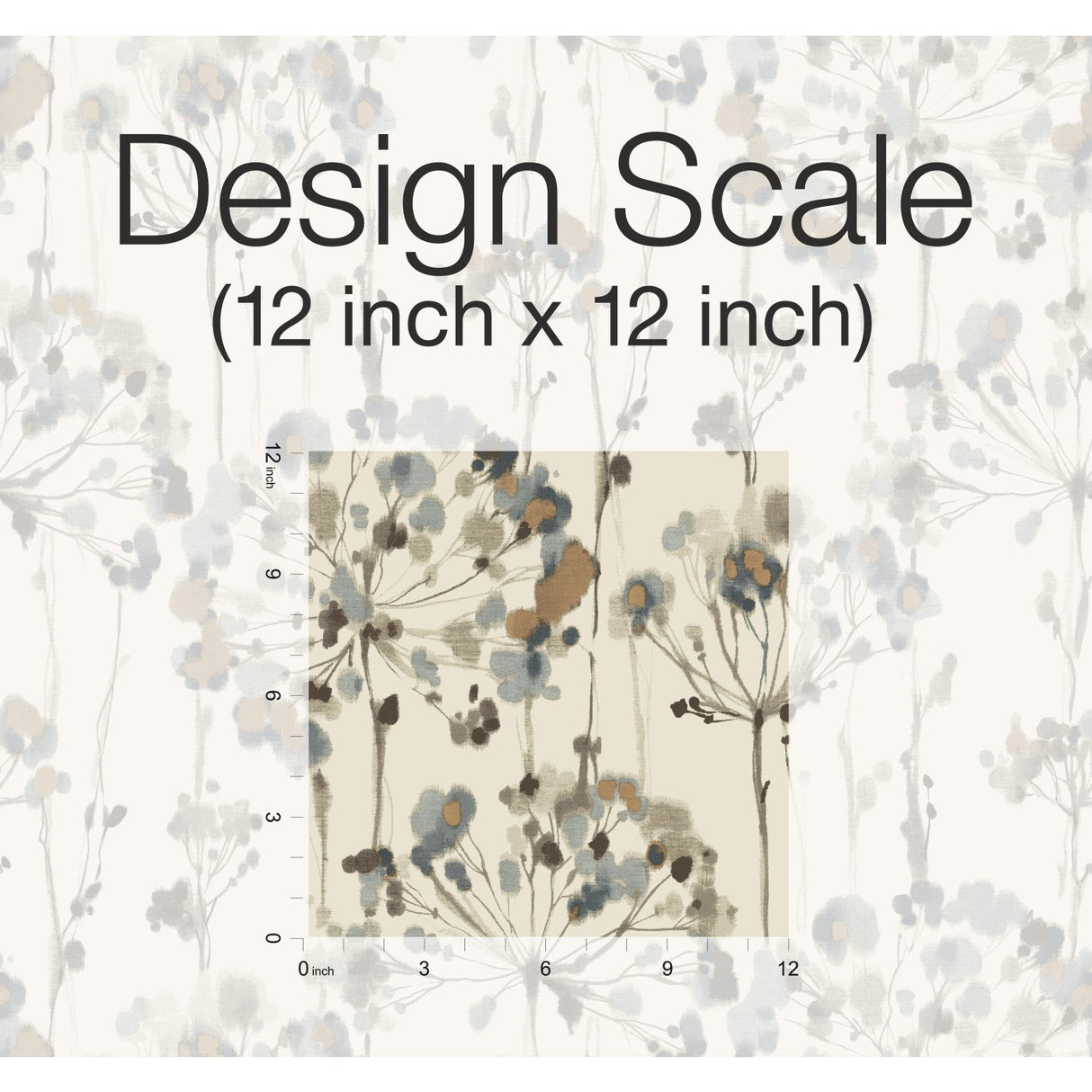 Flourish Teal Floral Wallpaper with Painterly Botanical Motif - York CN2100