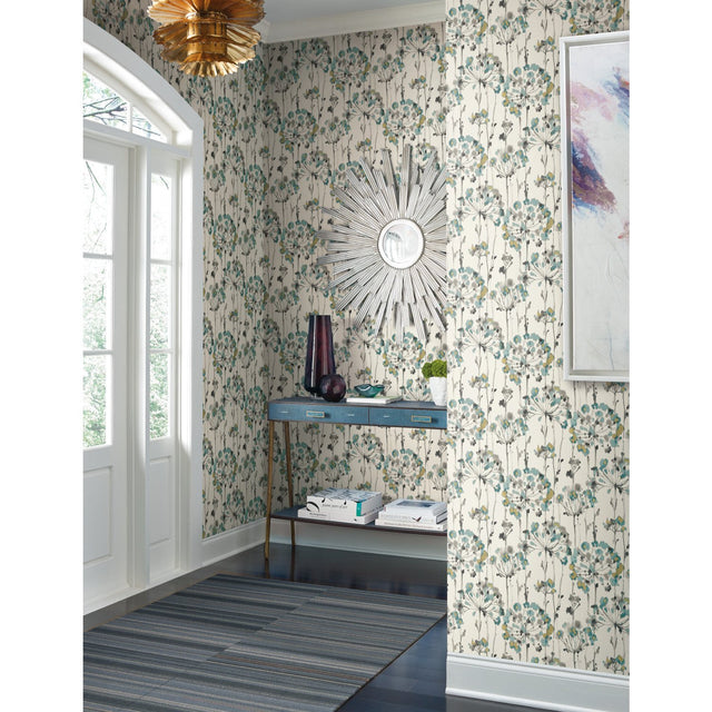 Flourish Gold Metallic Wallpaper with Floral Starburst Motif - York CN2102