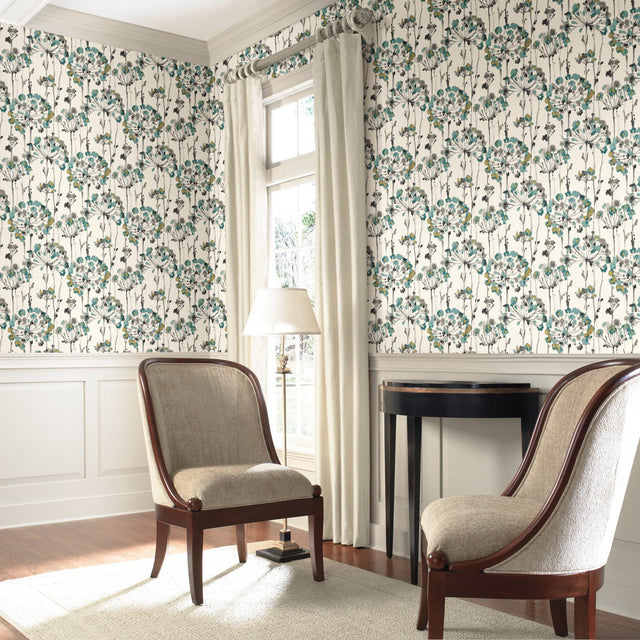 Flourish Gold Metallic Wallpaper with Floral Starburst Motif - York CN2102