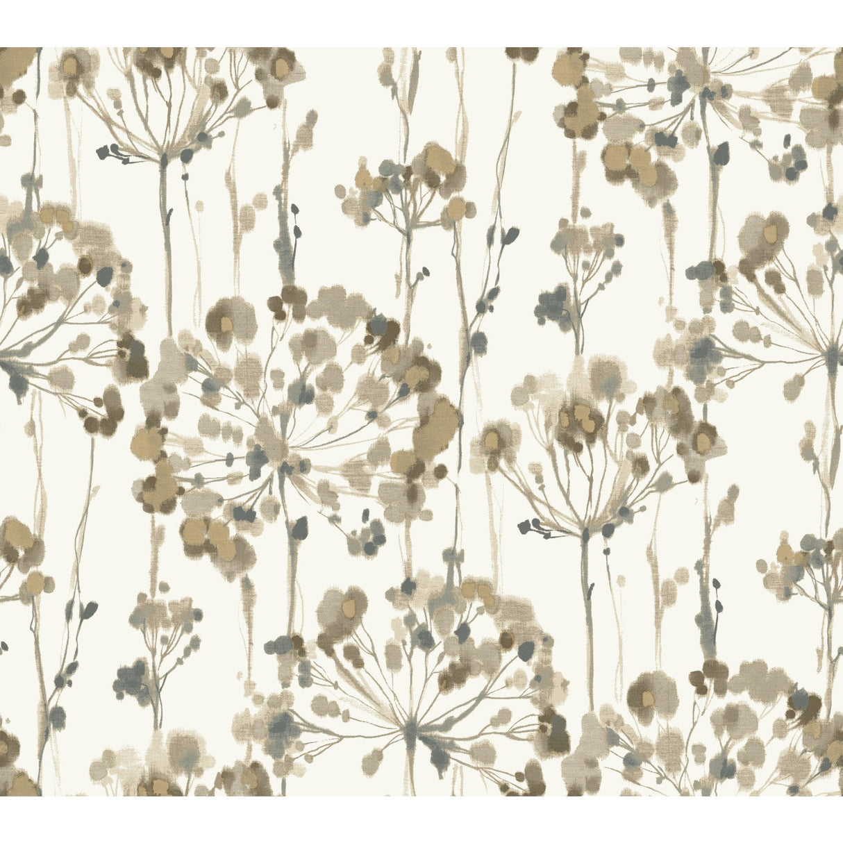 Flourish Taupe Metallic Wallpaper with Floral Motif - York CN2103