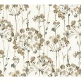 Flourish Taupe Metallic Wallpaper with Floral Motif - York CN2103