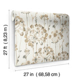 Flourish Taupe Metallic Wallpaper with Floral Motif - York CN2103