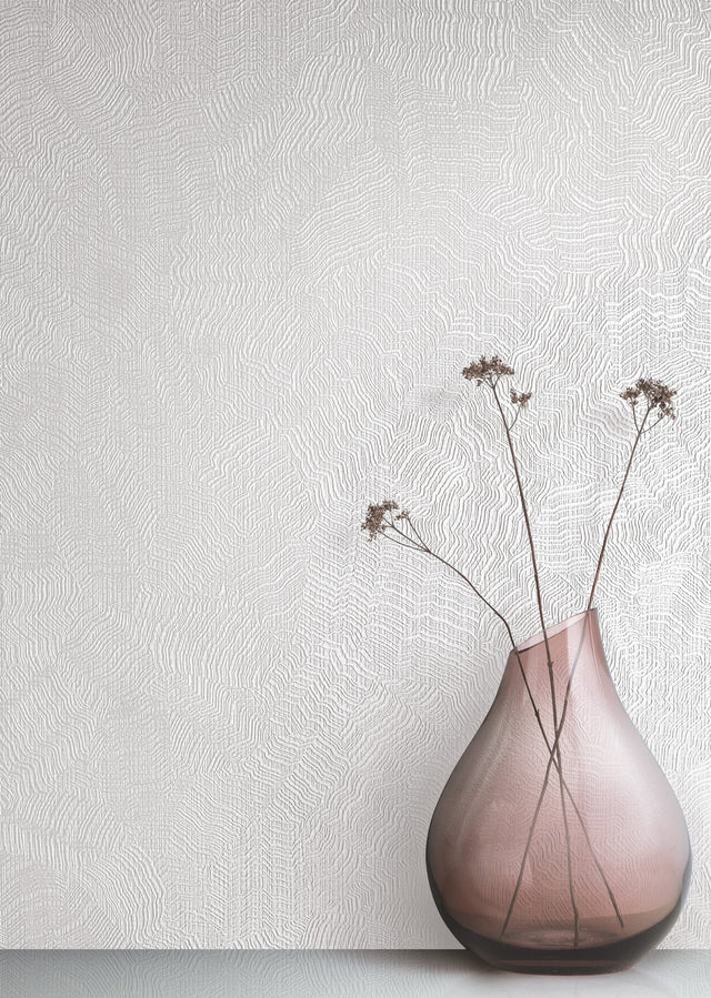 Aura White Textured Fabric-Backed Vinyl Wallpaper - York COD0516N
