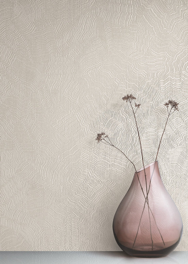 Aura Beige Textured Fabric-Backed Vinyl Wallpaper - Candice Olson COD0517N