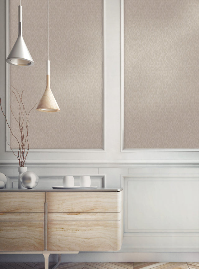 Frost Beige Geometric Wallpaper with Raised Elongated Triangle Motif - York COD0531N
