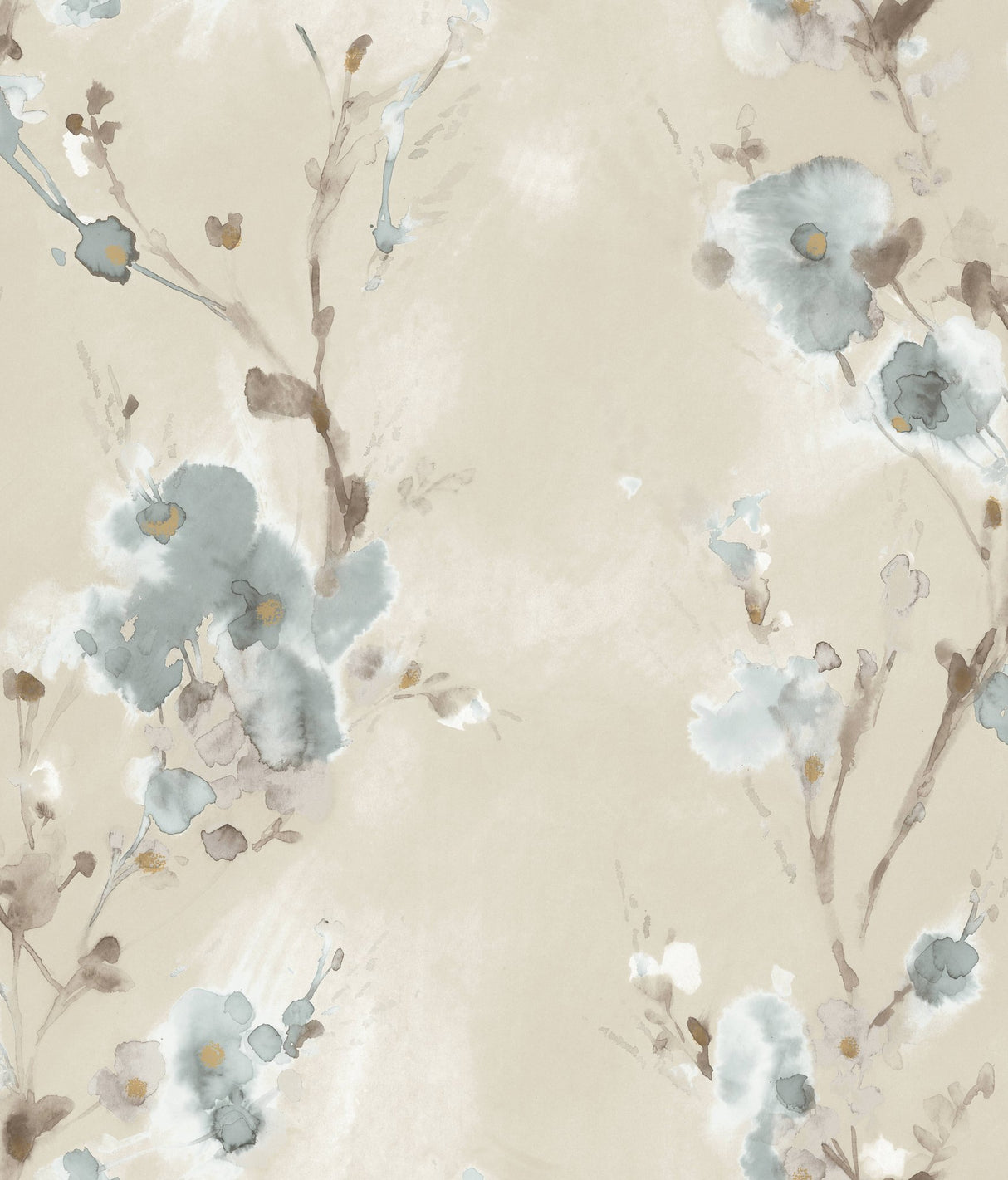 Soft Blue Charm Wallpaper with Botanical Watercolor Floral - York CP1203