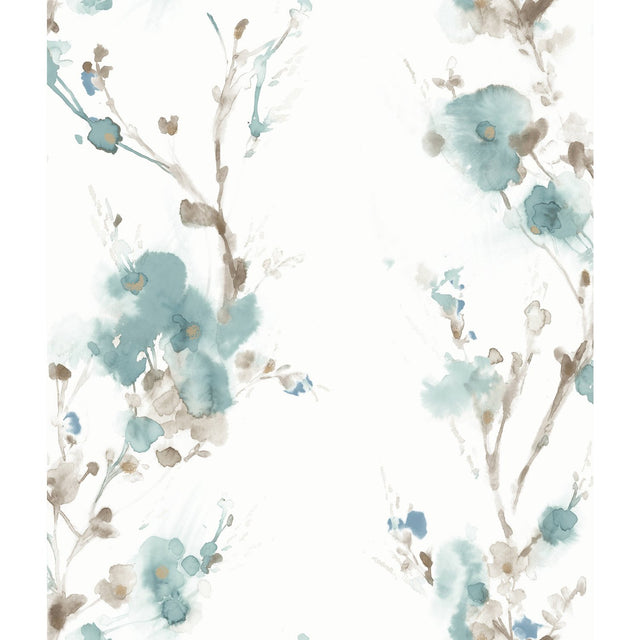 Charm Teal Watercolor Floral Wallpaper - York CP1205