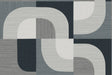Tampere geometric wallpaper in charcoal tones with overlapping curved blocks
