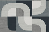 Tampere geometric wallpaper in charcoal tones with overlapping curved blocks