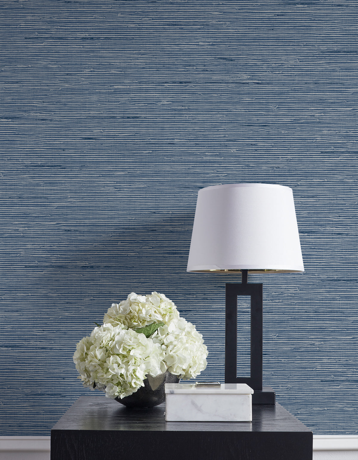 Vantaa Areal Blue by A Lot More Textures Faux Grasscloth Vinyl Wallpaper – Seabrook Designs CP90212