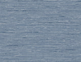 Blue faux grasscloth textured vinyl wallpaper pattern, Vantaa in Areal colorway by Seabrook Designs (CP90212).