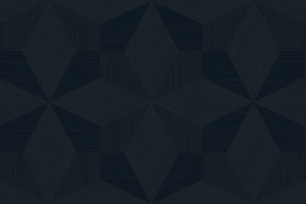 Dark navy geometric diamond wallpaper pattern in matte vinyl finish